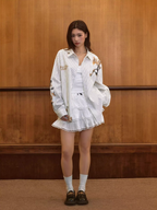 Harsh and Cruel Burnout Lace Embroidered Striped Long Sleeve Shirt