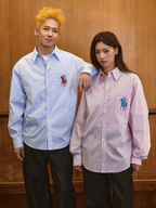 Harsh and Cruel Vintage Embroidered Striped Loose Long Sleeve Shirt