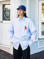 Harsh and Cruel Vintage Embroidered Striped Loose Long Sleeve Shirt