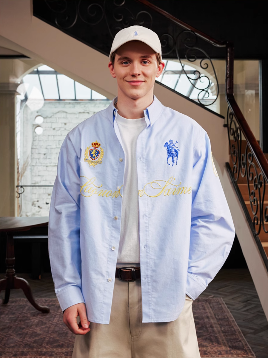 Harsh and Cruel Vintage Embroidered Oxford Loose Long Sleeve Shirt
