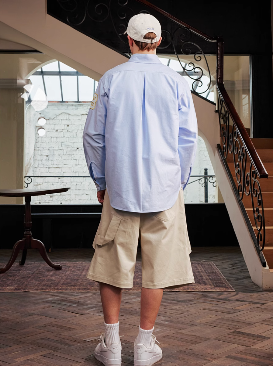 Harsh and Cruel Vintage Embroidered Oxford Loose Long Sleeve Shirt