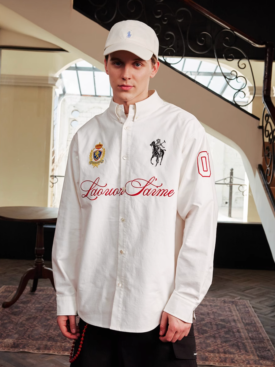 Harsh and Cruel Vintage Embroidered Oxford Loose Long Sleeve Shirt