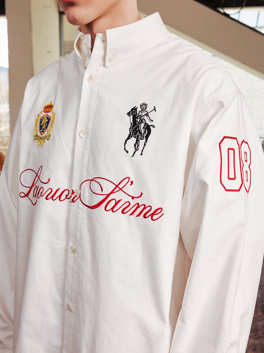 Harsh and Cruel Vintage Embroidered Oxford Loose Long Sleeve Shirt