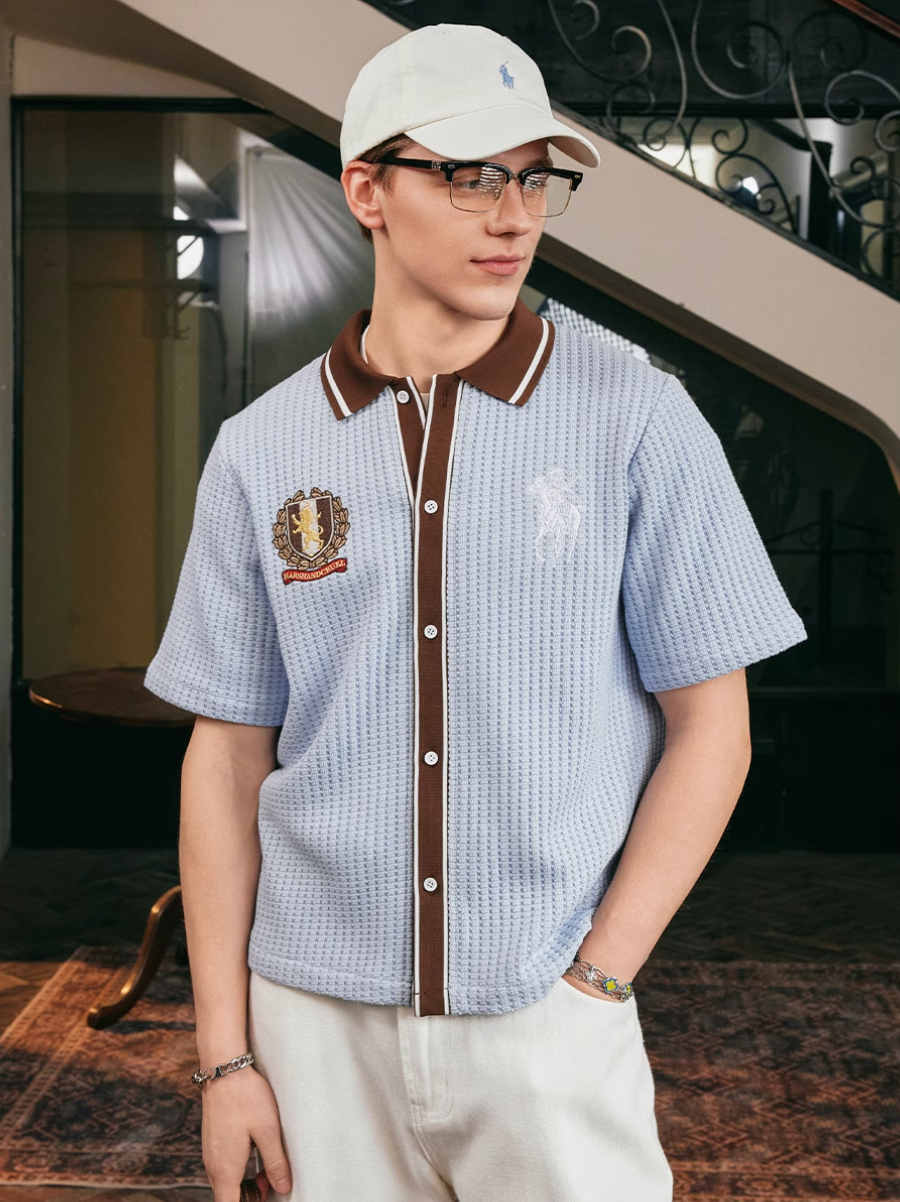 Harsh and Cruel Vacation Color Block Knit Shirt