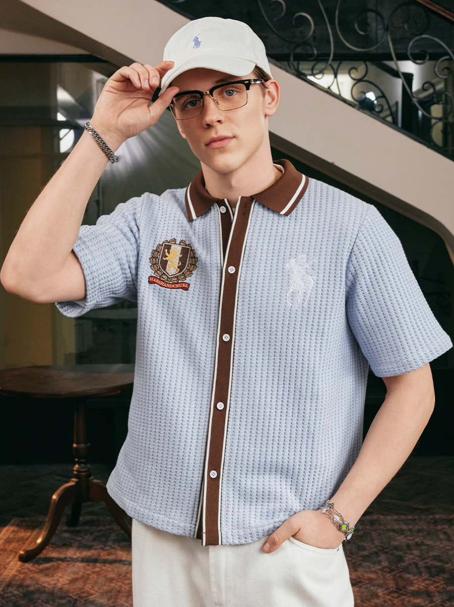 Harsh and Cruel Vacation Color Block Knit Shirt