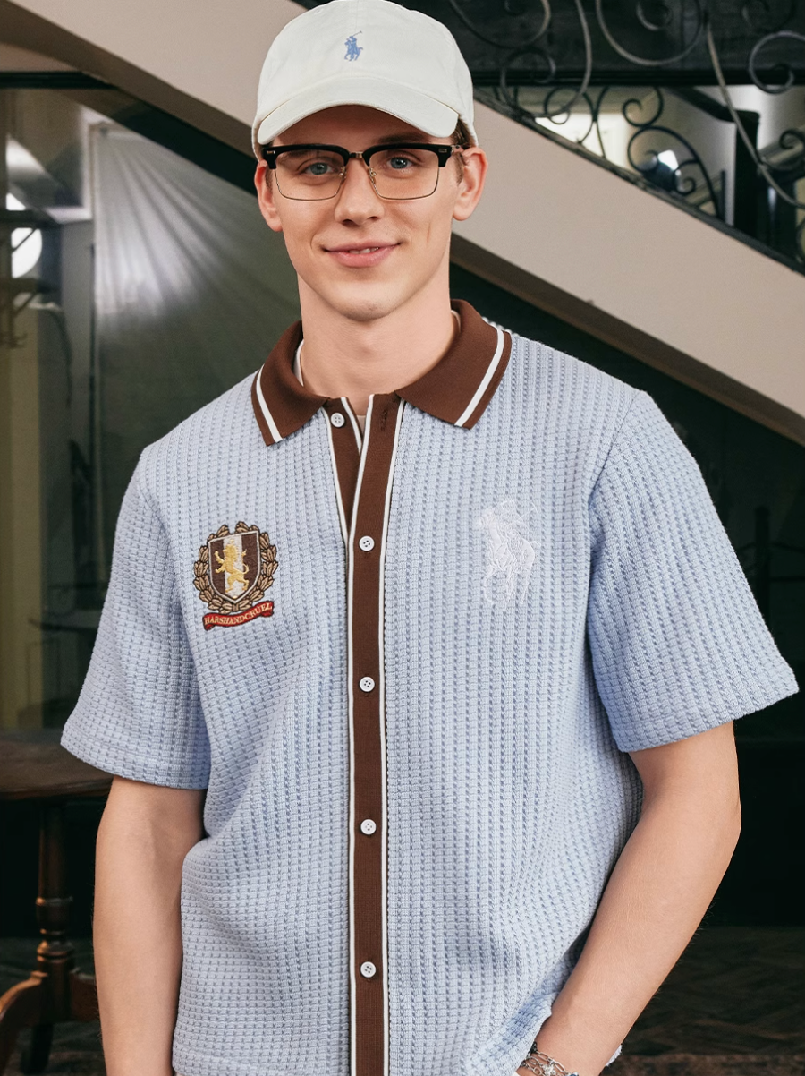 Harsh and Cruel Vacation Color Block Knit Shirt