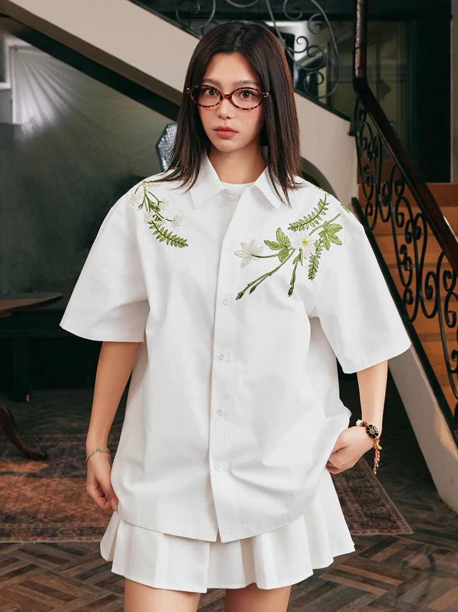 Harsh and Cruel Floral Embroidered Cuban Shirt