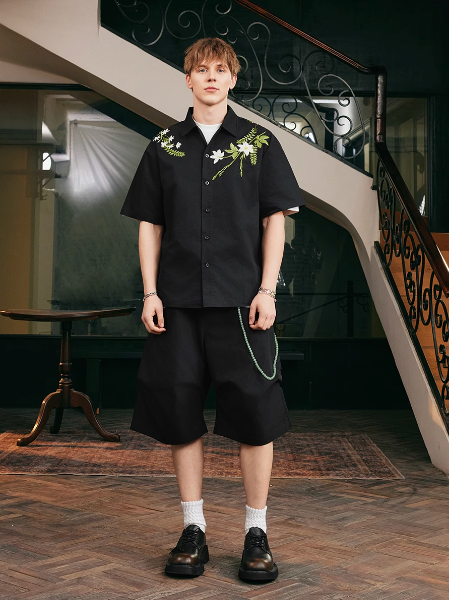 Harsh and Cruel Floral Embroidered Cuban Shirt