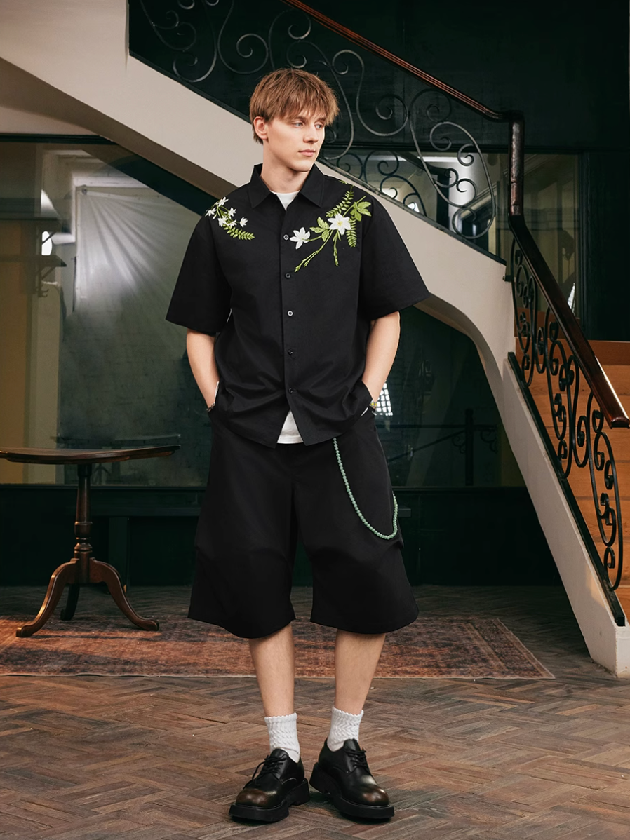 Harsh and Cruel Floral Embroidered Cuban Shirt