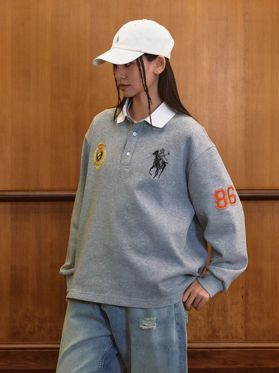 Harsh and Cruel Vintage Embroidered Long Sleeve Polo
