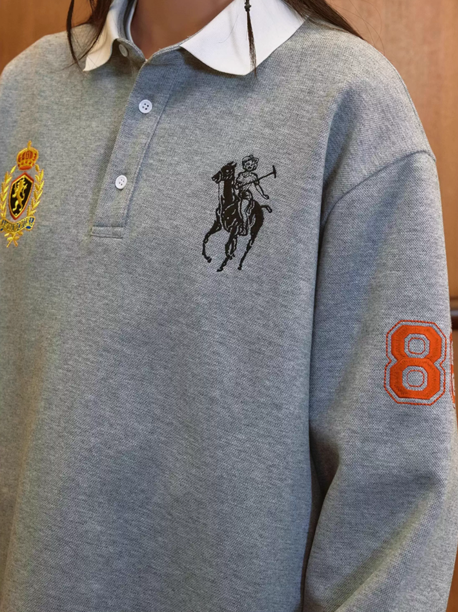 Harsh and Cruel Vintage Embroidered Long Sleeve Polo