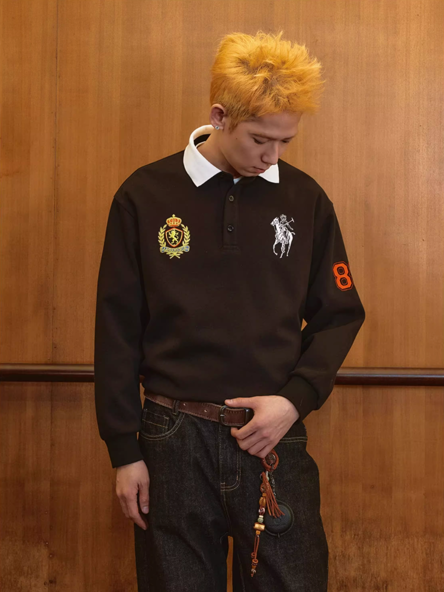 Harsh and Cruel Vintage Embroidered Long Sleeve Polo