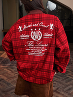 Harsh and Cruel Brushed Tartan Badge Embroidered Long Sleeve Polo