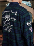 Harsh and Cruel Brushed Tartan Badge Embroidered Long Sleeve Polo