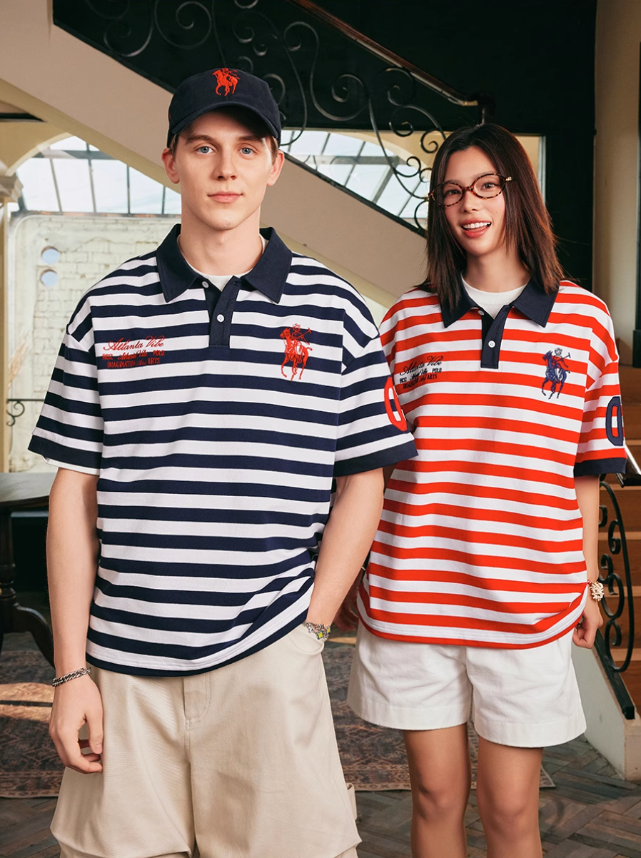 Harsh and Cruel Nautical Stripe Embroidered Polo