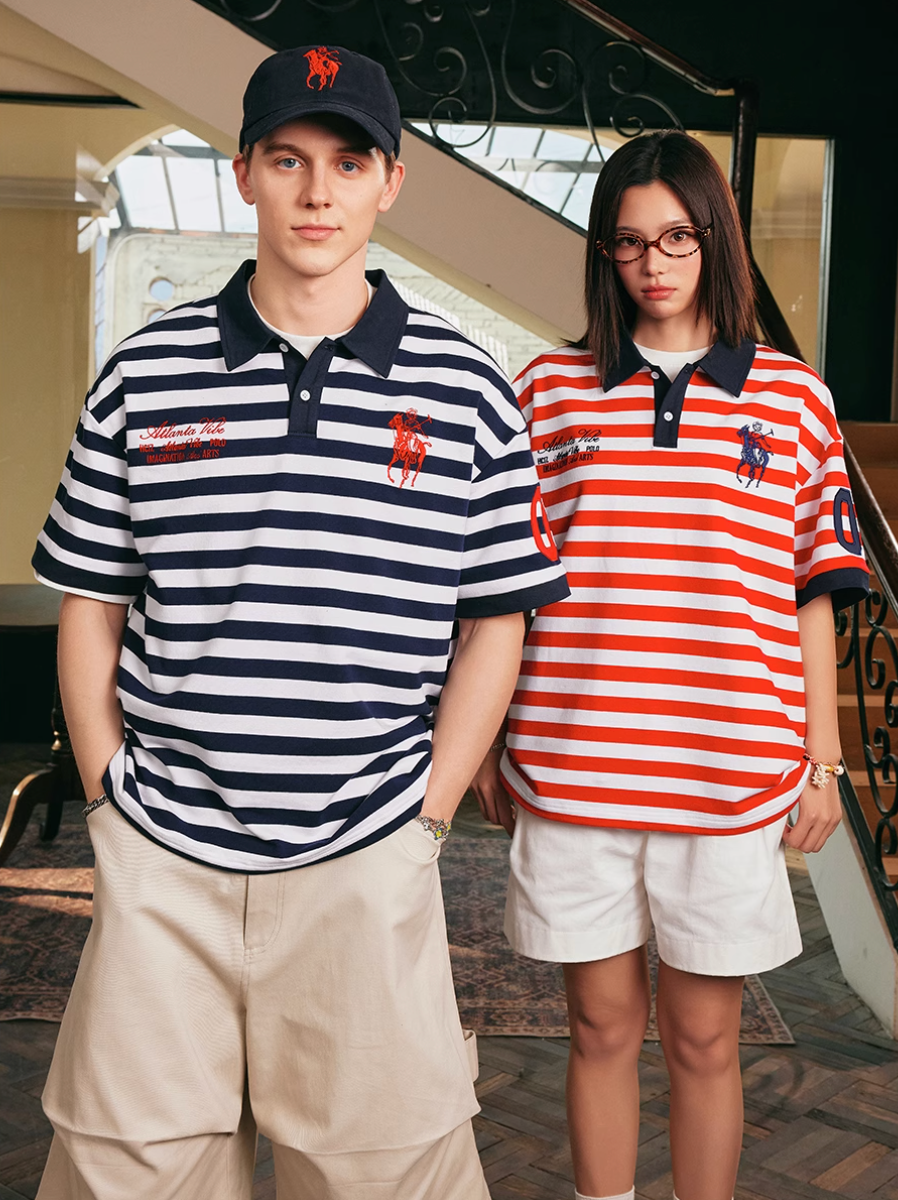 Harsh and Cruel Nautical Stripe Embroidered Polo