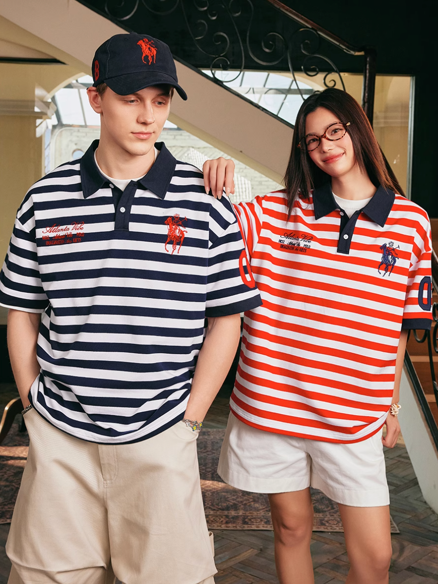 Harsh and Cruel Nautical Stripe Embroidered Polo