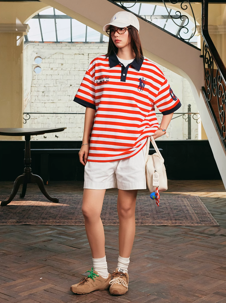 Harsh and Cruel Nautical Stripe Embroidered Polo