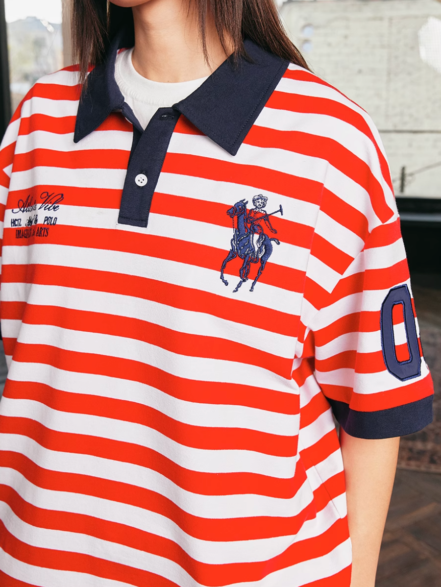 Harsh and Cruel Nautical Stripe Embroidered Polo