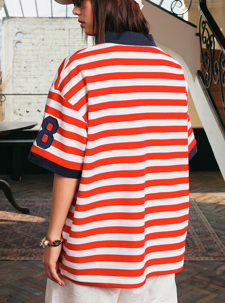 Harsh and Cruel Nautical Stripe Embroidered Polo