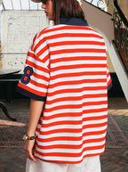Harsh and Cruel Nautical Stripe Embroidered Polo