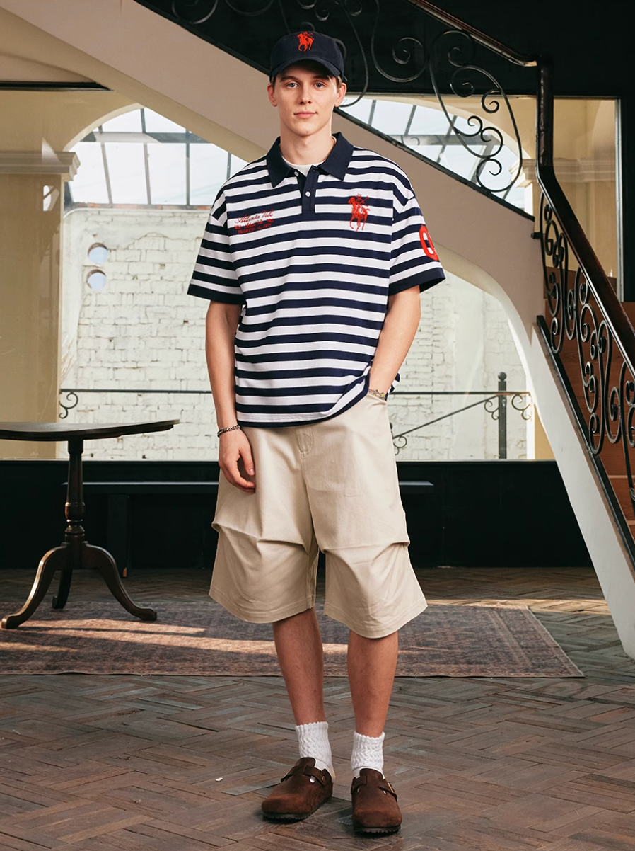 Harsh and Cruel Nautical Stripe Embroidered Polo