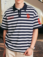 Harsh and Cruel Nautical Stripe Embroidered Polo