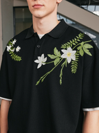 Harsh and Cruel Botanical Embroidered Polo