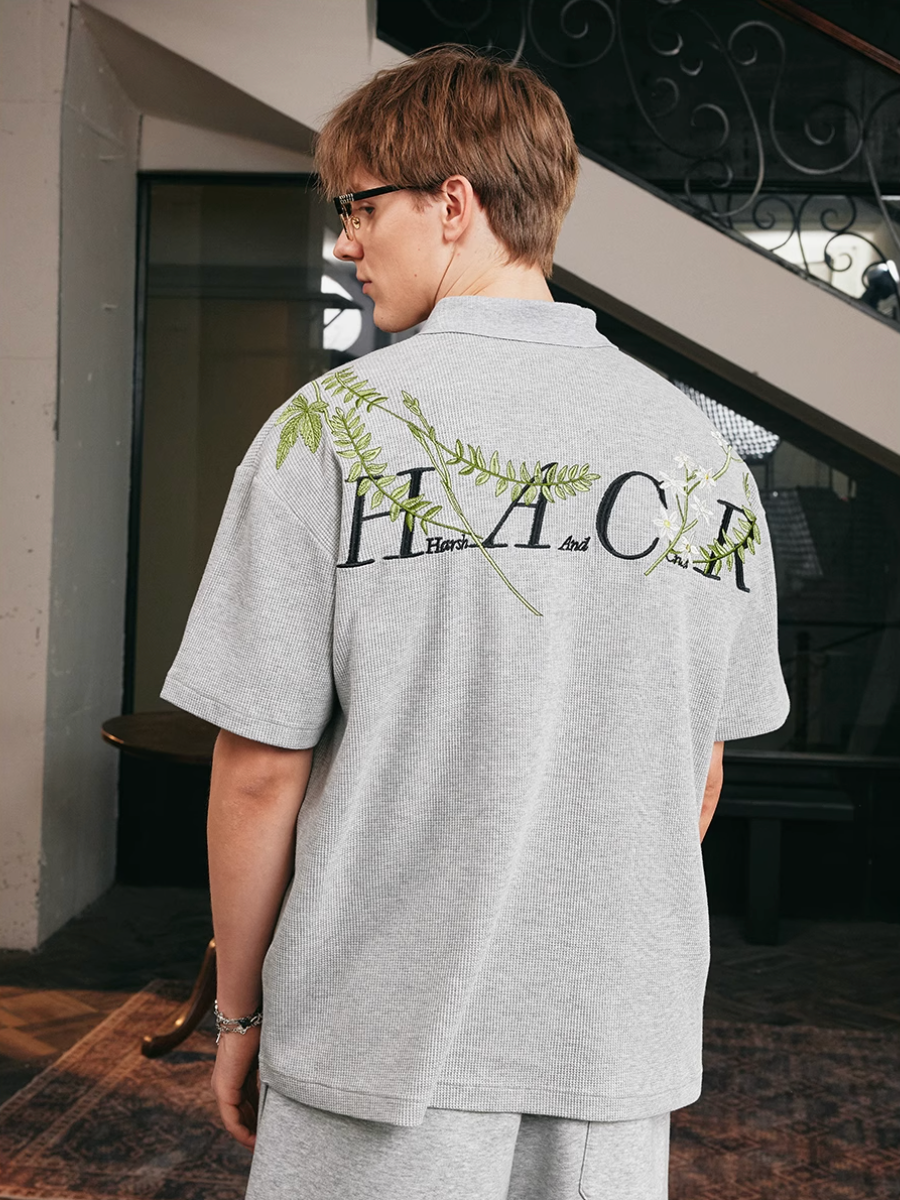 Harsh and Cruel Botanical Embroidered Polo