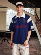 Harsh and Cruel Colorblock Number Embroidered Polo