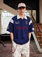 Harsh and Cruel Colorblock Number Embroidered Polo