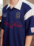 Harsh and Cruel Colorblock Number Embroidered Polo