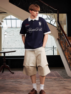 Harsh and Cruel Waffle Knit Embroidered Layered Polo