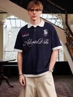 Harsh and Cruel Waffle Knit Embroidered Layered Polo