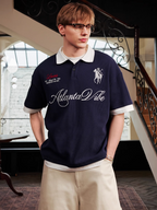 Harsh and Cruel Waffle Knit Embroidered Layered Polo