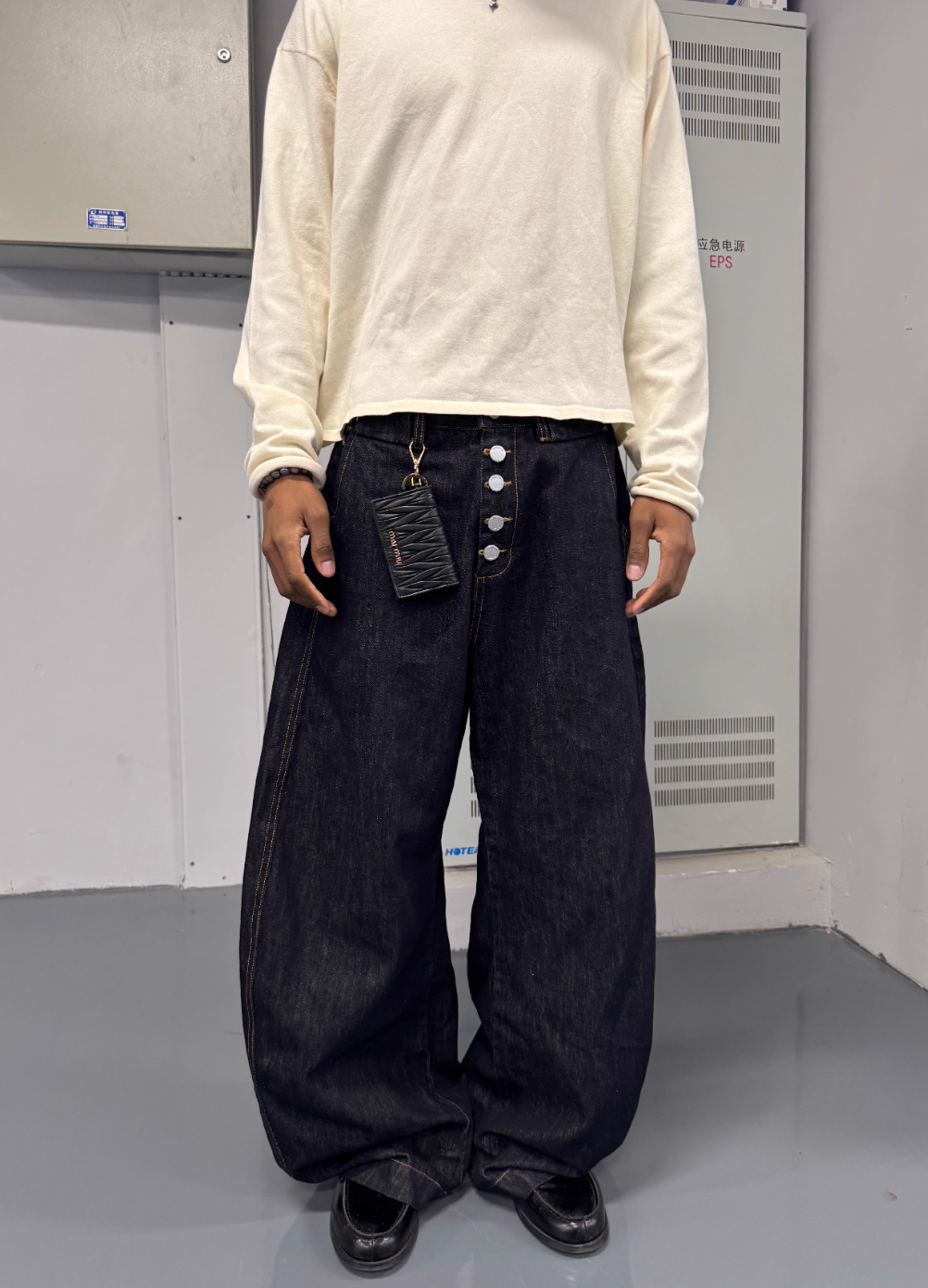 STEEPC Magnetic Button Scimitar Jeans