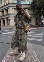 STEEPC M-65 Pearl Embellished Camouflage Baggy Cargo Shorts