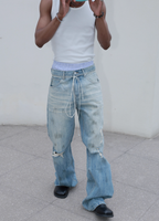 STEEPC Dirty Washed Faded Distressed Jeans