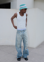 STEEPC Dirty Washed Faded Distressed Jeans