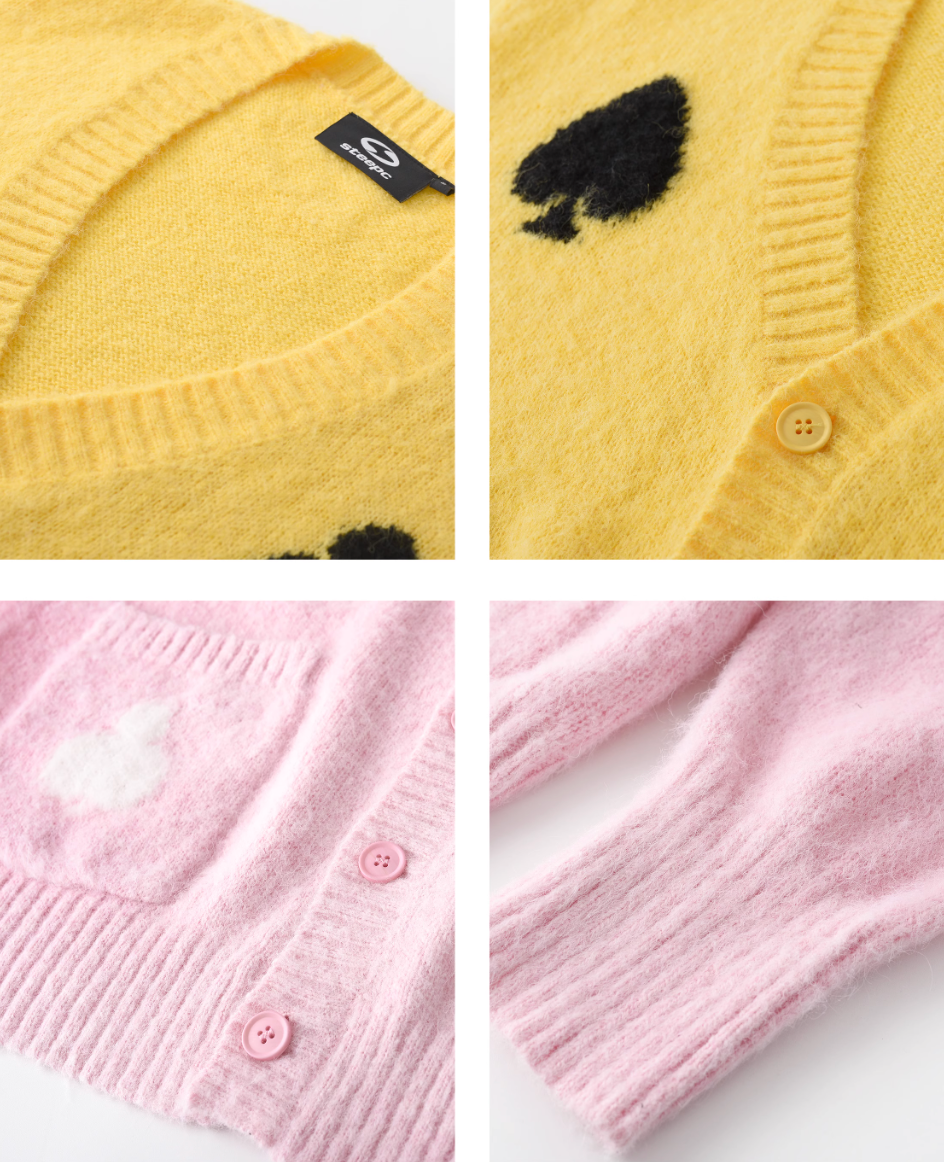 STEEPC Card Suits Wool Blend Knit Cardigan