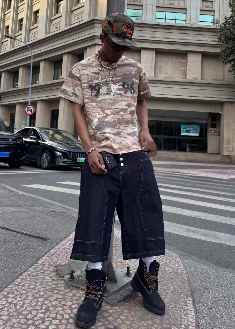 STEEPC Aged Desert Camo Pearl Embellished Print Tee