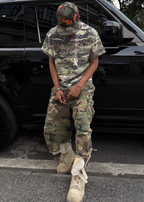 STEEPC Aged Forest Camo Pearl Embellished Print Tee
