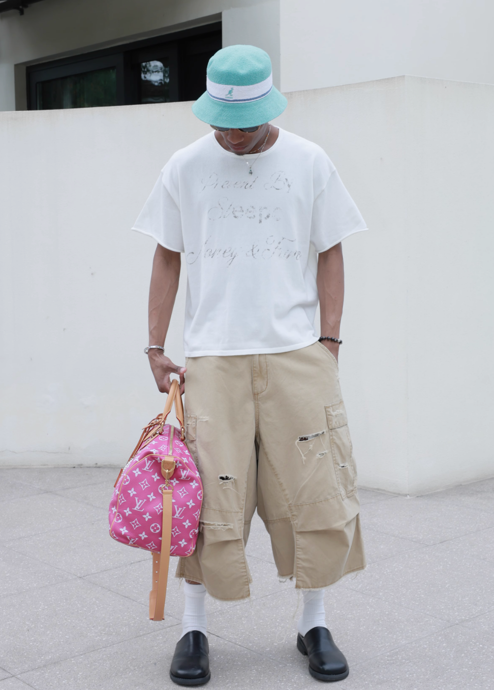 STEEPC Contrast Old Print Boxy Knit Tee