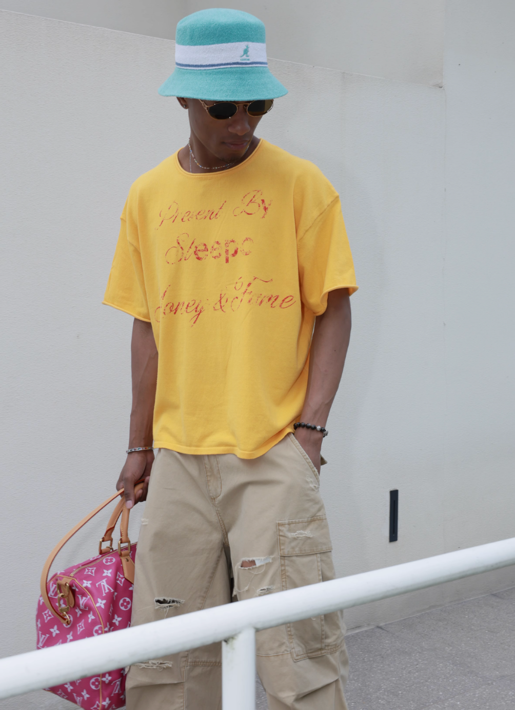 STEEPC Contrast Old Print Boxy Knit Tee