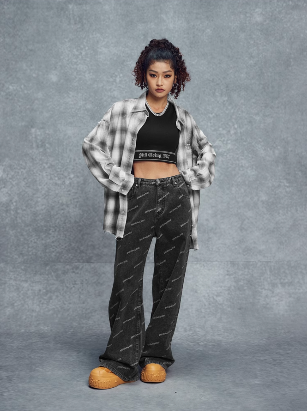 1807 Plaid Distressed Long Sleeve Shirt