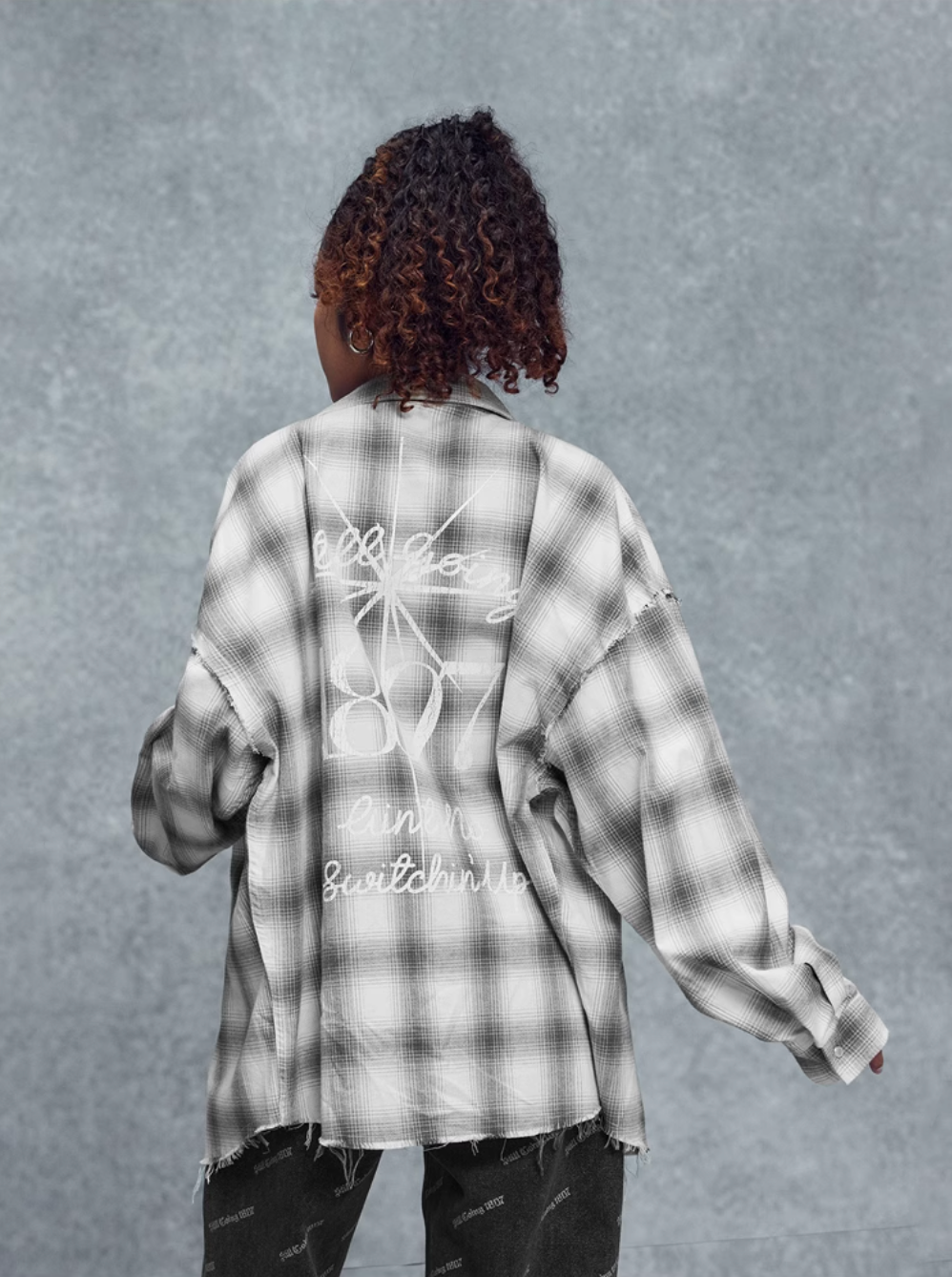 1807 Plaid Distressed Long Sleeve Shirt