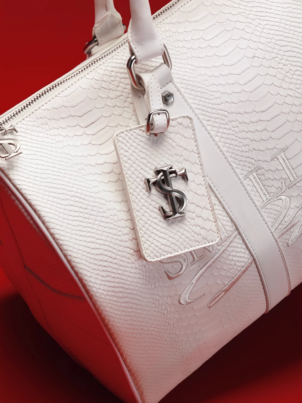 Small Town Kid Snake Pattern Leather Weekender Bag