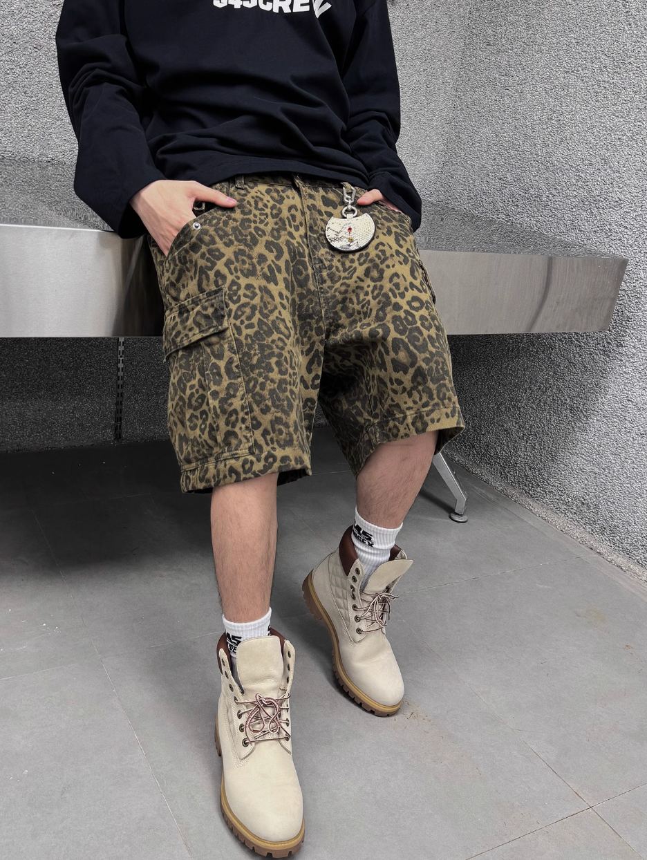 S45 Leopard Cargo Shorts
