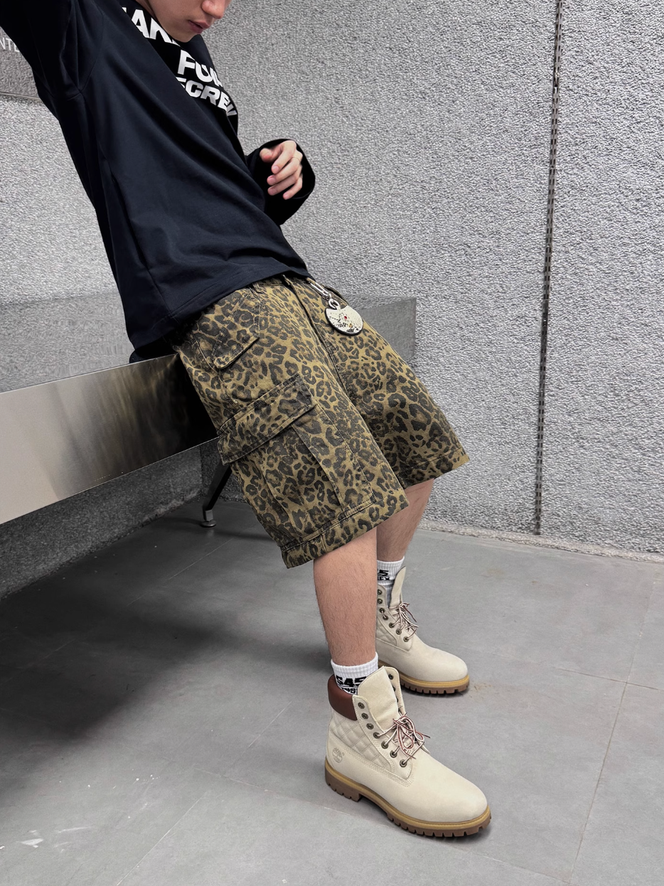 S45 Leopard Cargo Shorts