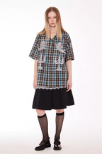 EMPTY REFERENCE Angel and Candlestick Sequin Plaid Short Sleeve Shirt